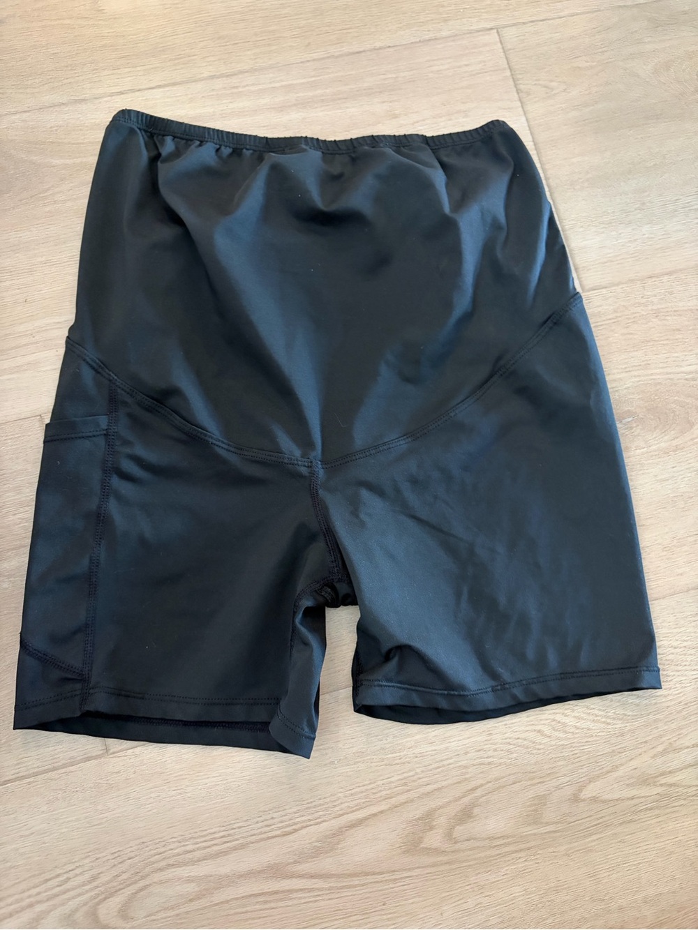 Maternity Black High-Waist Bike Shorts